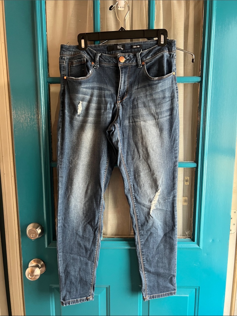 Women’s Blue Distressed Slim Jeans